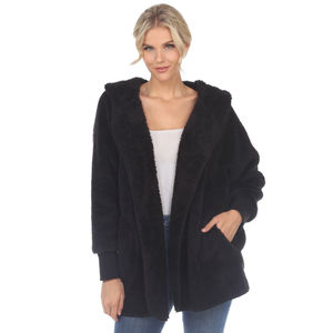 Plush Hooded Cardigan with Pockets